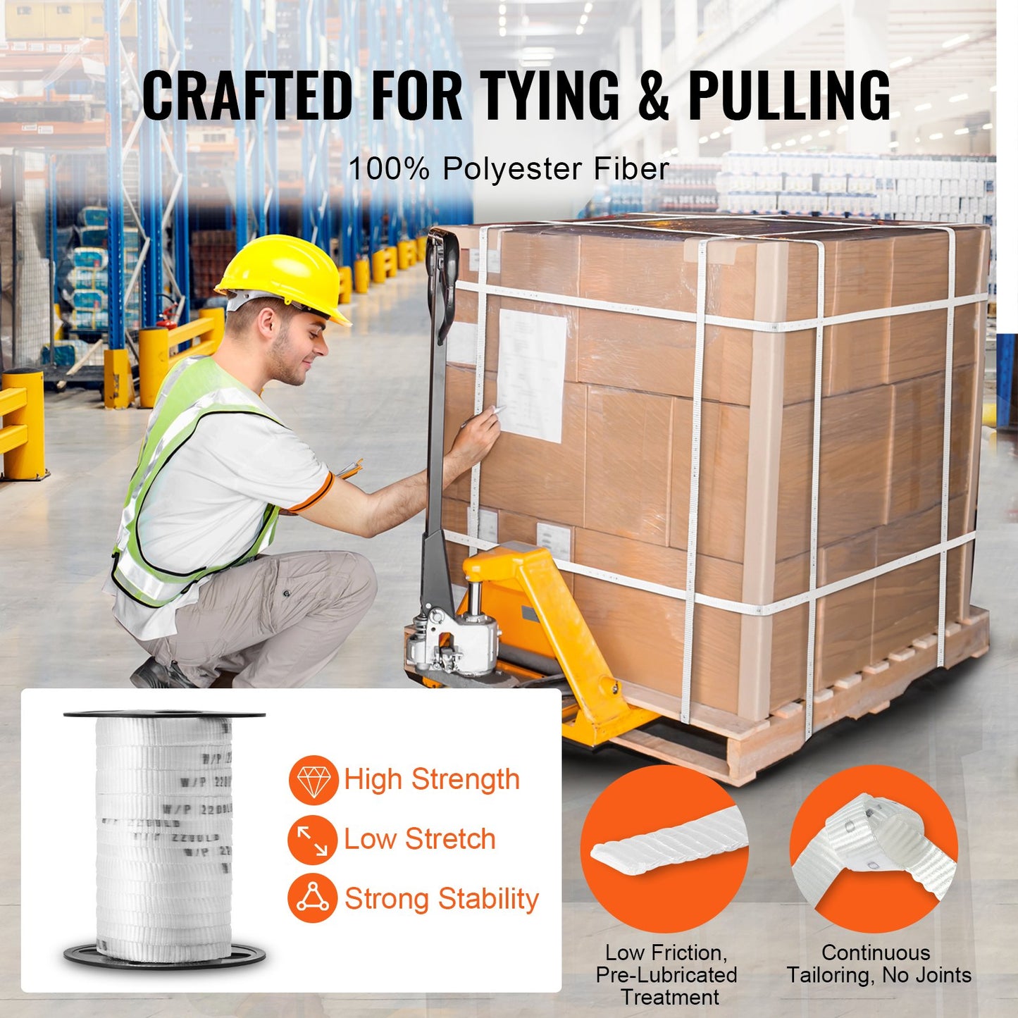 Polyester dragband, 1,5 mm x 32 m, draghållfasthet 1140 kg