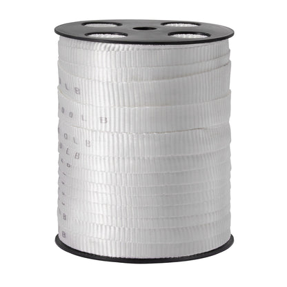 Polyesterdragtejp, 3/4" x 265' platt rep, dragkapacitet 2500 lbf, tryckt vävband för kabeldragning för förpackningar, trädgårdsskötsel, kommersiell el, rörledningsarbeten, vit