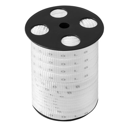 Polyesterdragtejp, 3/4" x 265' platt rep, dragkapacitet 2500 lbf, tryckt vävband för kabeldragning för förpackningar, trädgårdsskötsel, kommersiell el, rörledningsarbeten, vit