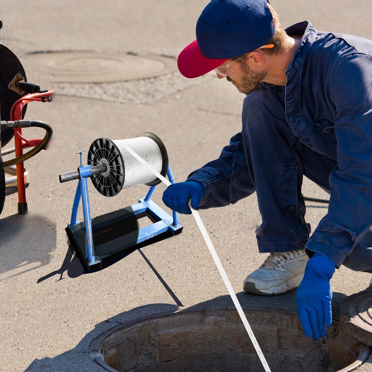 Polyesterdragtejp, 3/4" x 318' platt rep, dragkapacitet 2500 lbf, tryckt vävband för kabeldragning för förpackningar, trädgårdsskötsel, kommersiell el, rörledningsarbeten, vit