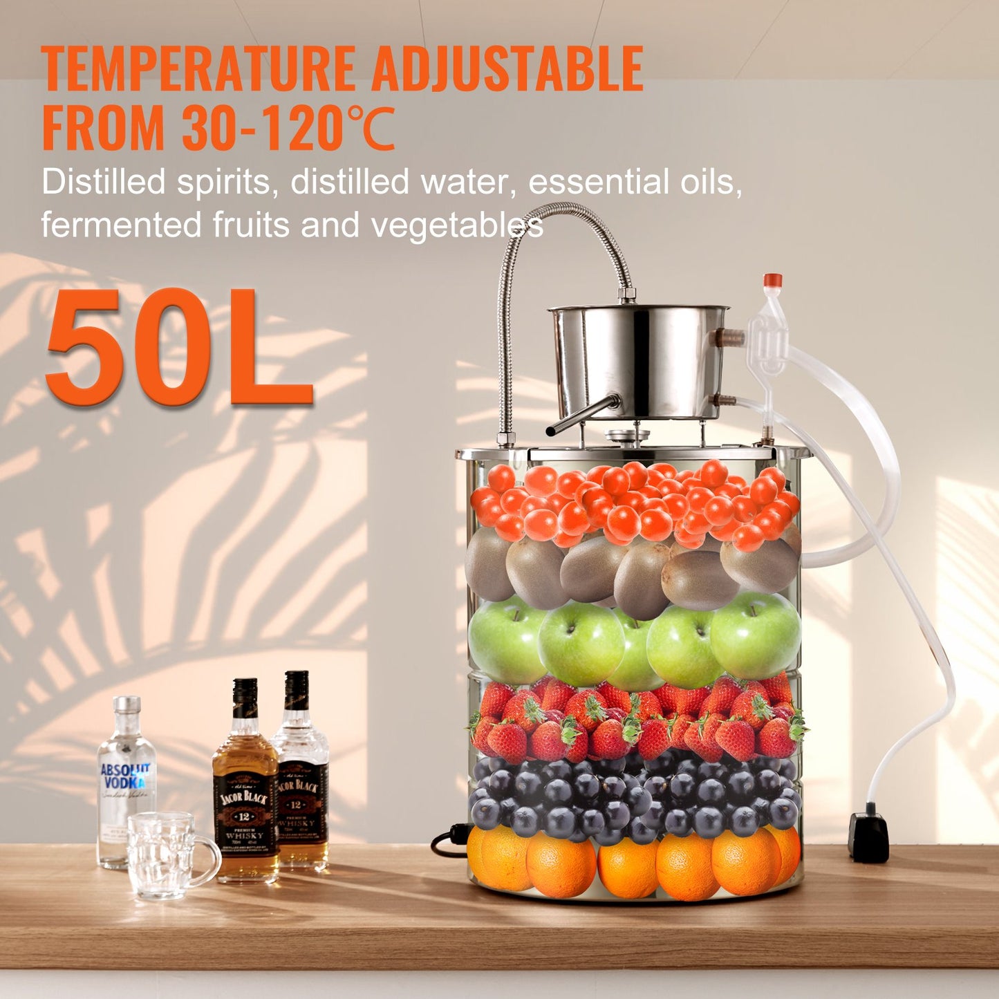 Essential Oil Still Water Distiller 49.2L with Thumper Keg & Water Pump