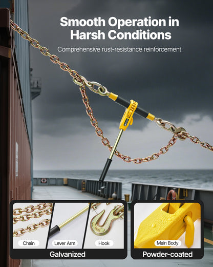 Ratchet Chain Binder, 10 mm x 6.1 m G80 Chains, 4173 kg Working Load of Ratchet Load Binder, Chains and Binders Set, Tie Down Hauling Chain Binders for Hauling, Towing, Logging, Lifting