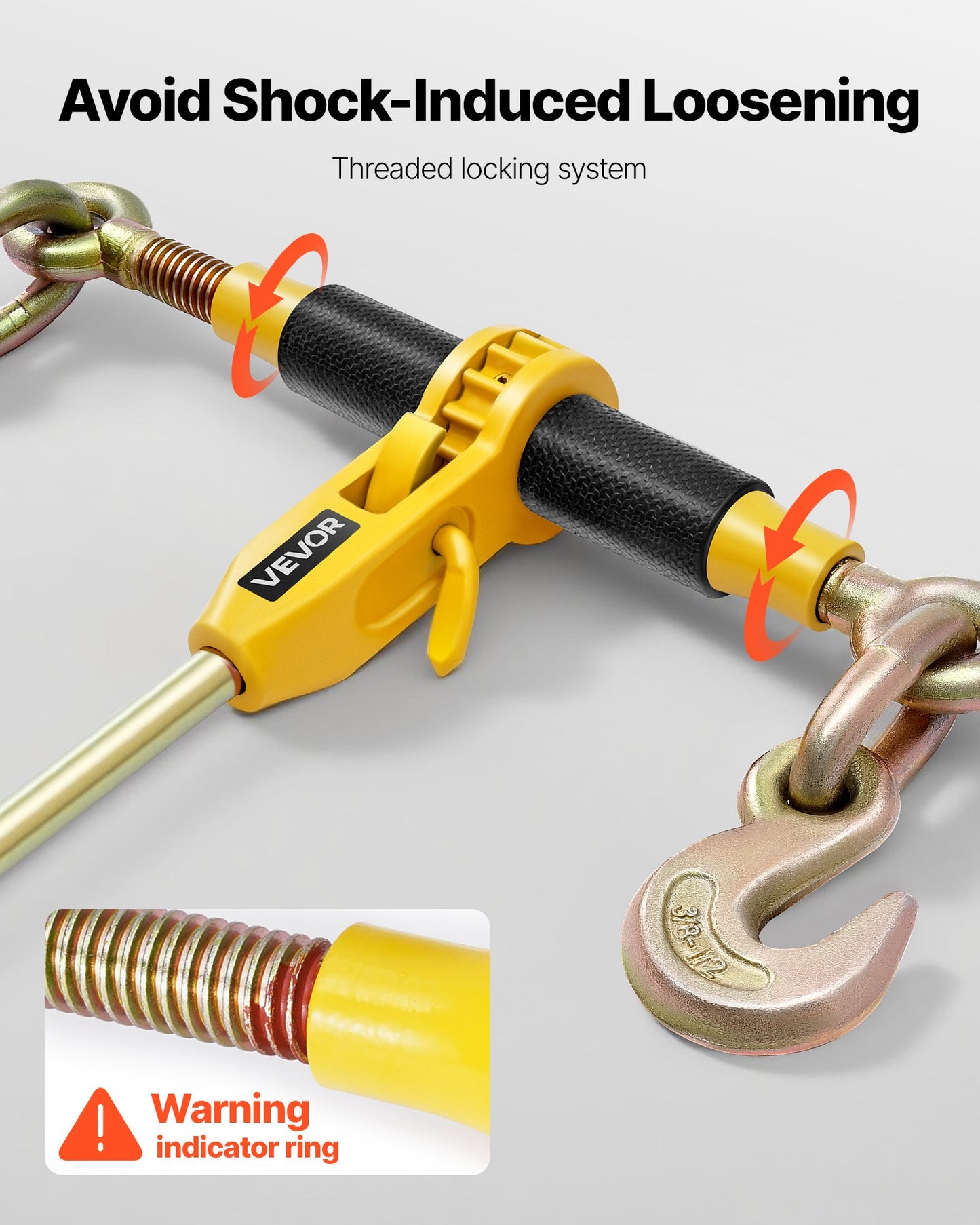Ratchet Chain Binder, 10 mm x 6.1 m G80 Chains, 4173 kg Working Load of Ratchet Load Binder, Chains and Binders Set, Tie Down Hauling Chain Binders for Hauling, Towing, Logging, Lifting