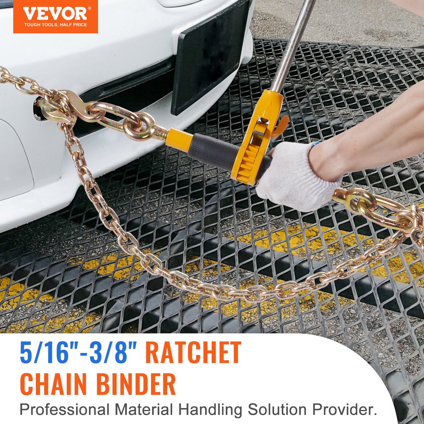 Ratchet Chain Binder, 0.8 - 0.9 cm Heavy Duty Load Binders, with G80 Chains 3220 kg Secure Load Limit, Labor-saving Anti-skid Handle, Tie Down Hauling Chain Binders for Flatbed Truck Trailer, 4 P