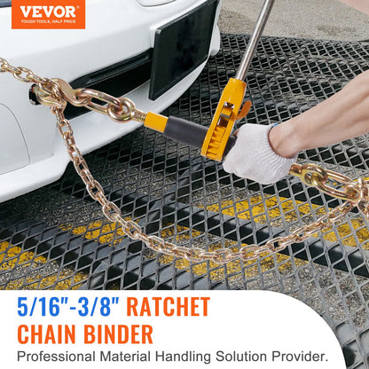 Ratchet Chain Binder, 0.8 - 0.9 cm Heavy Duty Load Binders, with G80 Chains 3220 kg Secure Load Limit, Labor-saving Anti-skid Handle, Tie Down Hauling Chain Binders for Flatbed Truck Trailer, 4 P