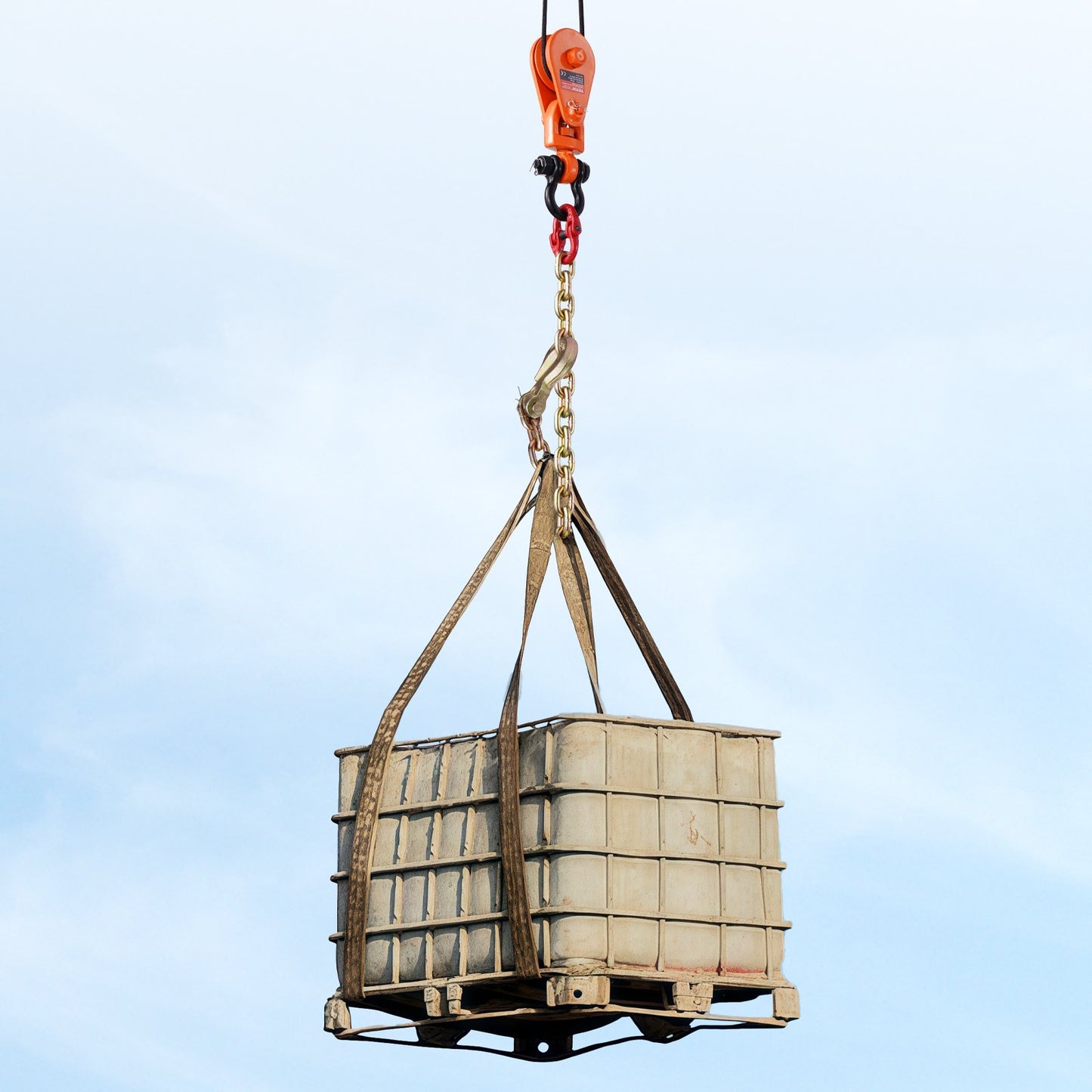 2 tons ryckblock med G80-kedja, svängbar schackel, 3" skiva för 3/8" stålvajer, ryckblocksremskiva för bogsering och bärgning på flakbärgningsbil, backrullning, bärgningsvajer för bilbärgning