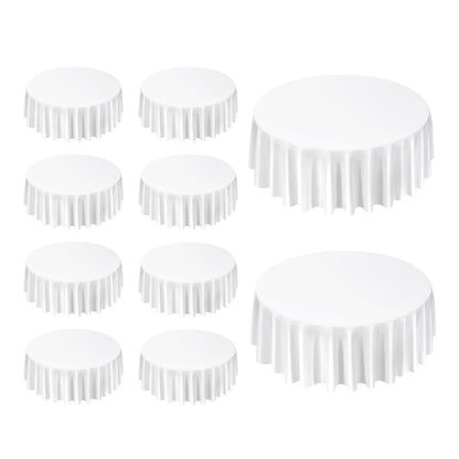 White Round Tablecloths 10 Pack, 120 Inches in Diameter, Stain- & Wrinkle- Resistant, Machine Washable Table Clothes, Polyester Fabric Table Covers for Wedding, Party, Banquet, Formal Events