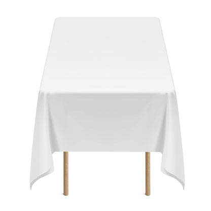 White Tablecloths for Rectangle Tables, 10 Pack, 60 x 102 Inches, Reusable and Machine Washable Table Clothes, Wrinkle-Resistant Polyester Fabric Table Covers for Wedding, Party, Banquet