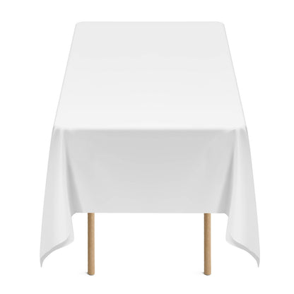 White Tablecloths for Rectangle Tables, 6 Pack, 60 x 102 Inches, Reusable and Machine Washable Table Clothes, Wrinkle-Resistant Polyester Fabric Table Covers for Wedding, Party, Banquet