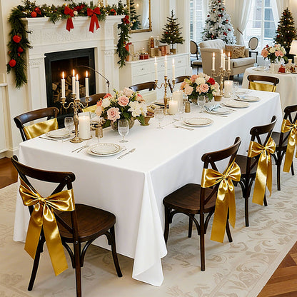 White Tablecloths for Rectangle Tables, 10 Pack, 70 x 120 Inches, Reusable and Machine Washable Table Clothes, Wrinkle-Resistant Polyester Fabric Table Covers for Wedding, Party, Banquet