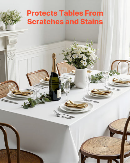 White Tablecloths for Rectangle Tables, 6 Pack, 90 x 132 Inches, Reusable and Machine Washable Table Clothes, Wrinkle-Resistant Polyester Fabric Table Covers for Wedding, Party, Banquet