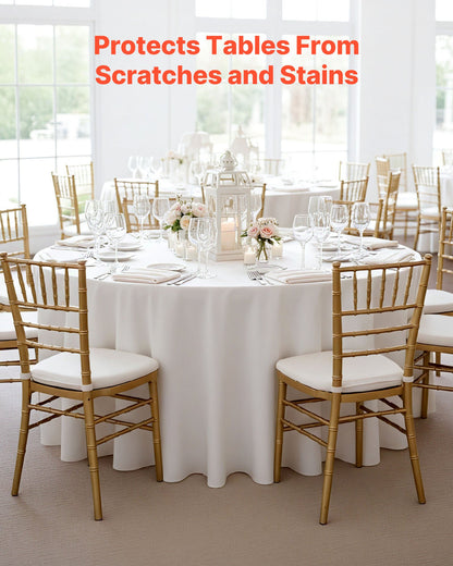 White Round Tablecloths 10 Pack, 90 Inches in Diameter, Stain- & Wrinkle- Resistant, Machine Washable Table Clothes, Polyester Fabric Table Covers for Wedding, Party, Banquet, Formal Events