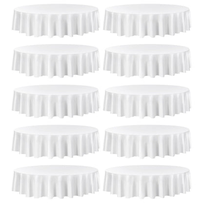 White Round Tablecloths 10 Pack, 90 Inches in Diameter, Stain- & Wrinkle- Resistant, Machine Washable Table Clothes, Polyester Fabric Table Covers for Wedding, Party, Banquet, Formal Events
