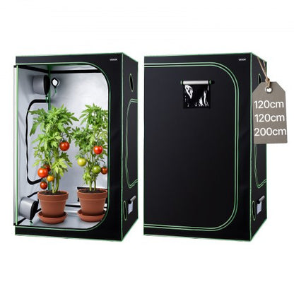 Indoor Grow Tent, 120 x 120 x 200 cm, 600D High Reflective Mylar, Indoor Plant Tent with Observation Window, Floor Tray & Zipper, Heavy Duty Growing Tents for Fruit Flower Veggie