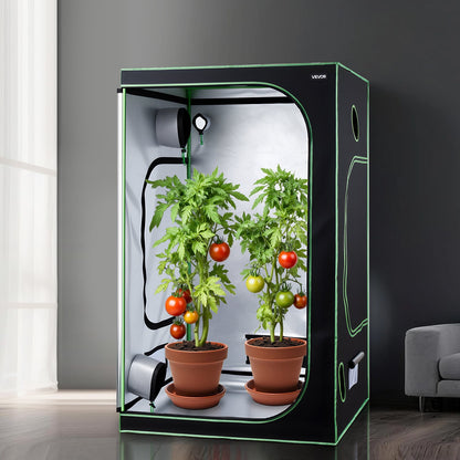 Indoor Grow Tent, 120 x 120 x 200 cm, 600D High Reflective Mylar, Indoor Plant Tent with Observation Window, Floor Tray & Zipper, Heavy Duty Growing Tents for Fruit Flower Veggie