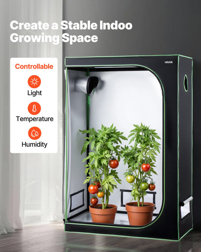 Indoor Grow Tent, 120 x 60 x 180 cm, 600D High Reflective Mylar, Indoor Plant Tent with Observation Window, Floor Tray & Zipper, Heavy Duty Growing Tents for Fruit Flower Veggie