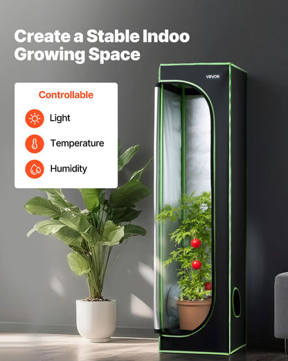 Indoor Grow Tent, 40 x 40 x 160 cm, 600D High Reflective Mylar, Indoor Plant Tent with Observation Window, Floor Tray & Zipper, Heavy Duty Growing Tents for Fruit Flower Veggie