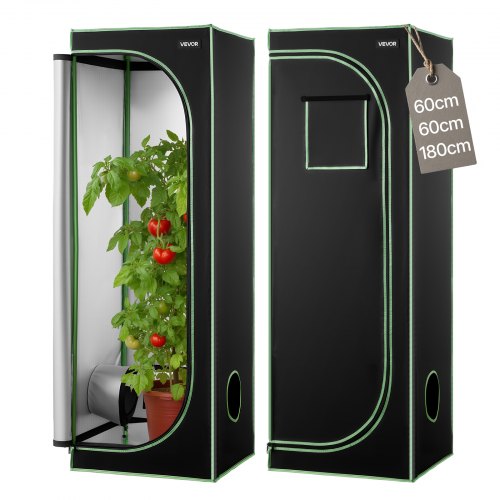 Indoor Grow Tent, 60 x 60 x 180 cm, 600D High Reflective Mylar, Indoor Plant Tent with Observation Window, Floor Tray & Zipper, Heavy Duty Growing Tents for Fruit Flower Veggie
