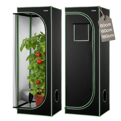 Indoor Grow Tent, 60 x 60 x 180 cm, 600D High Reflective Mylar, Indoor Plant Tent with Observation Window, Floor Tray & Zipper, Heavy Duty Growing Tents for Fruit Flower Veggie