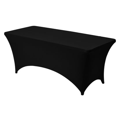 10 Pack Table Cloth for 6FT Rectangular Fitted Events, Wrinkle-Resistant Stretch Black Table Covers, Washable Spandex Tablecloth Protector, for Party, Wedding, Cocktail, Banquet, Festival