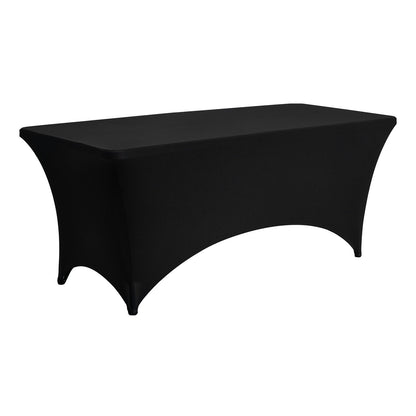 6 Pack Table Cloth for 6FT Rectangular Fitted Events, Wrinkle-Resistant Stretch Black Table Covers, Washable Spandex Tablecloth Protector, for Party, Wedding, Cocktail, Banquet, Festival