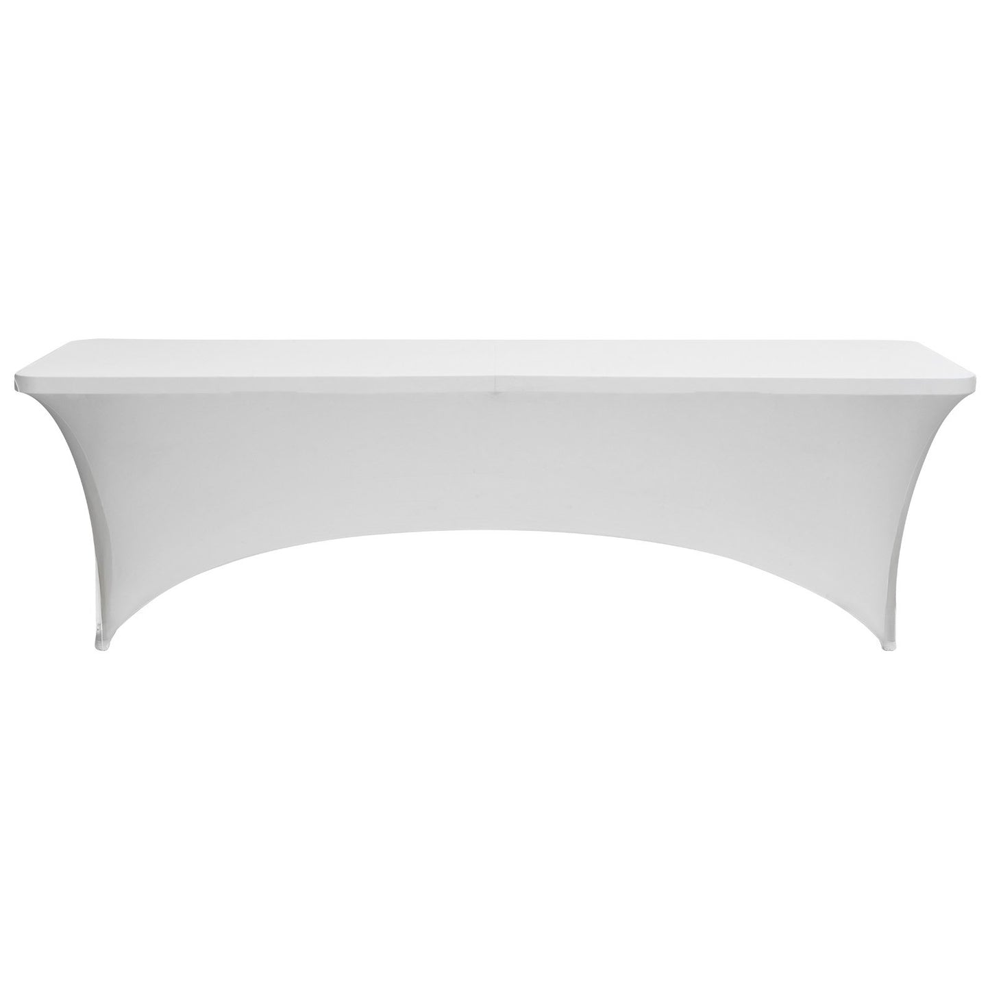 6 Pack Table Cloth for 8FT Rectangular Fitted Events, Wrinkle-Resistant Stretch White Table Covers, Washable Spandex Tablecloth Protector, for Party, Wedding, Cocktail, Banquet, Festival