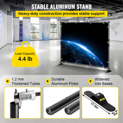 243.8 cm Backdrop Banner Stand Step and Repeat Adjustable Telescopic Lightweight Trade Show Display Wall Exhibitor with Carrying Bag