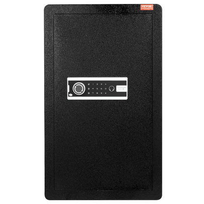 Enkeldörrs 113 L kassaskåp med nyckellås, lösenord och fingeravtryck, kassaskåp med brandsäker väska, nyckelhylla, LED-lampa och 2 hyllor för pengar, dokument, smycken och värdesaker, svart