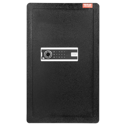 Enkeldörrs 113 L kassaskåp med nyckellås och lösenord, kassaskåp med brandsäker väska, nyckelhylla, LED-lampa, 2 hyllor och 1 skåp för pengar, dokument, smycken och värdesaker, svart