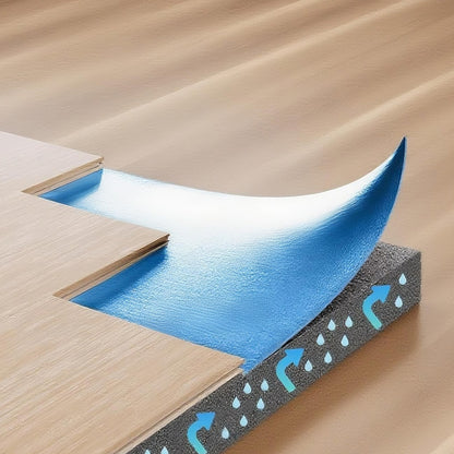 Floor Underlayment 55.8 m², 3-in-1 2 mm Thick Flooring Padding with Tape & Vapor Barrier, Heavy Duty EPE Foam with Blue PE, Soundproofing & Noise Reduction, for Laminate Wood (6 Rolls x 9.3 m²)