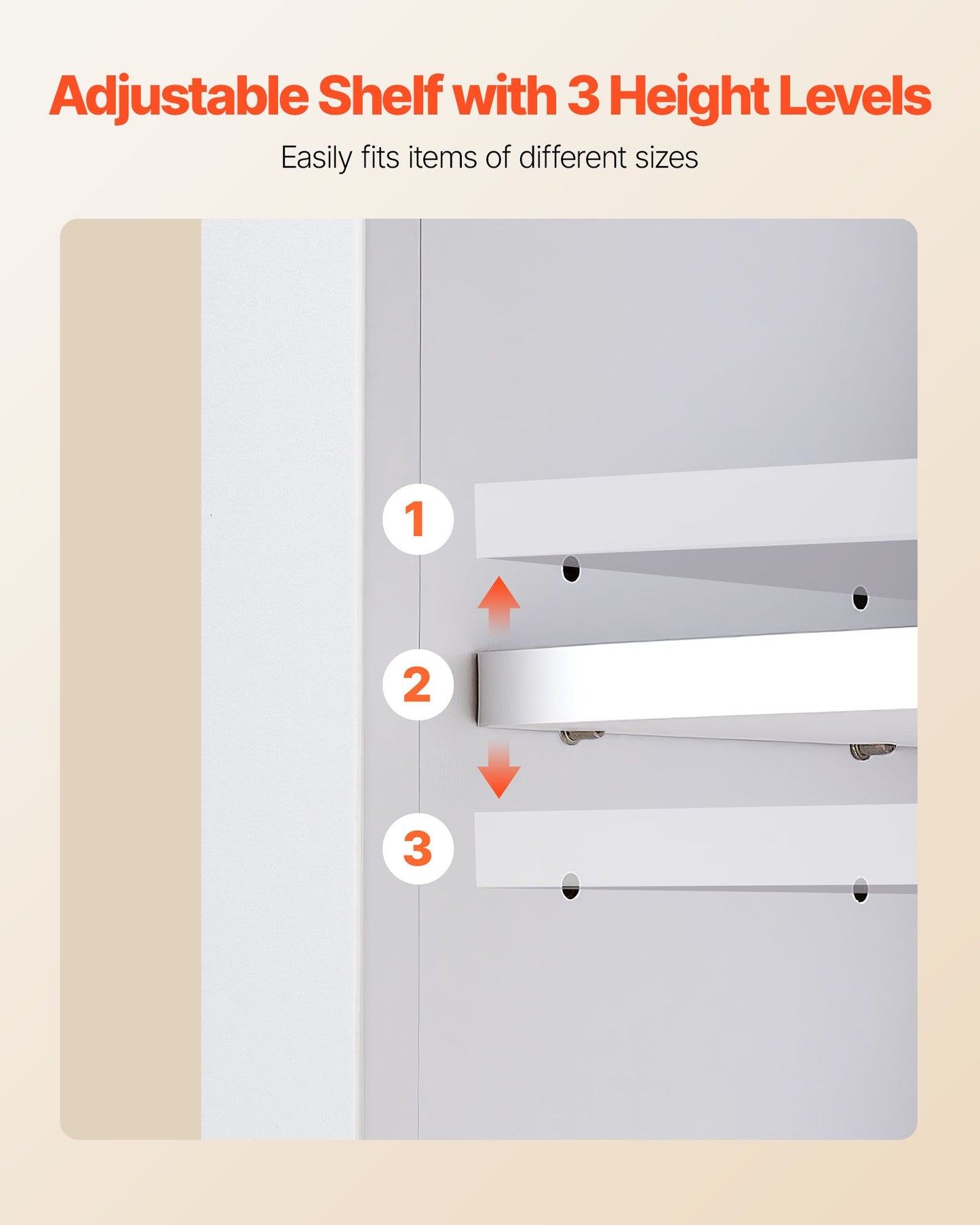 Badrumsskåp med 2 dörrar och justerbar hylla, förvaring över toaletten, väggmonterat medicinskåp, hängande organisatör med öppen skiljevägg och handduksstång för tvättstuga/kök, vit