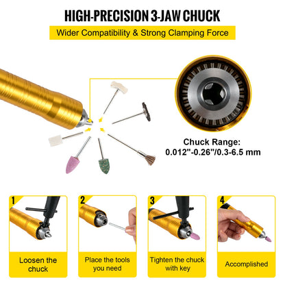 Flexibel axelslipmaskin 780W roterande verktyg 500-23000 varv/min roterande snidare med 0,635 cm 3-käftschuck och steglös hastighetspedal Hängande slipmaskin 131 delar tillbehör för smyckespolering slipning gör-det-själv