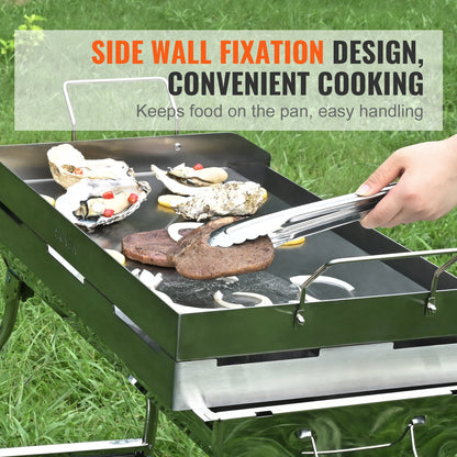 Stekpanna för spishäll, 63 x 40 cm, förkryddat stekpanna i rostfritt stål, rektangulär stekpanna med dubbel brännare, non-stick familjekokkärl med handtag och oljespår, för grill, gasgrill, silver