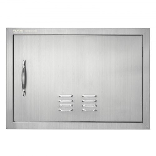BBQ Access Door, 610x432 mm Single Outdoor Kitchen Door, Stainless Steel Flush Mount Door, Wall Vertical Door with Handle and vents, for BBQ Island, Grilling Station, Outside Cabinet