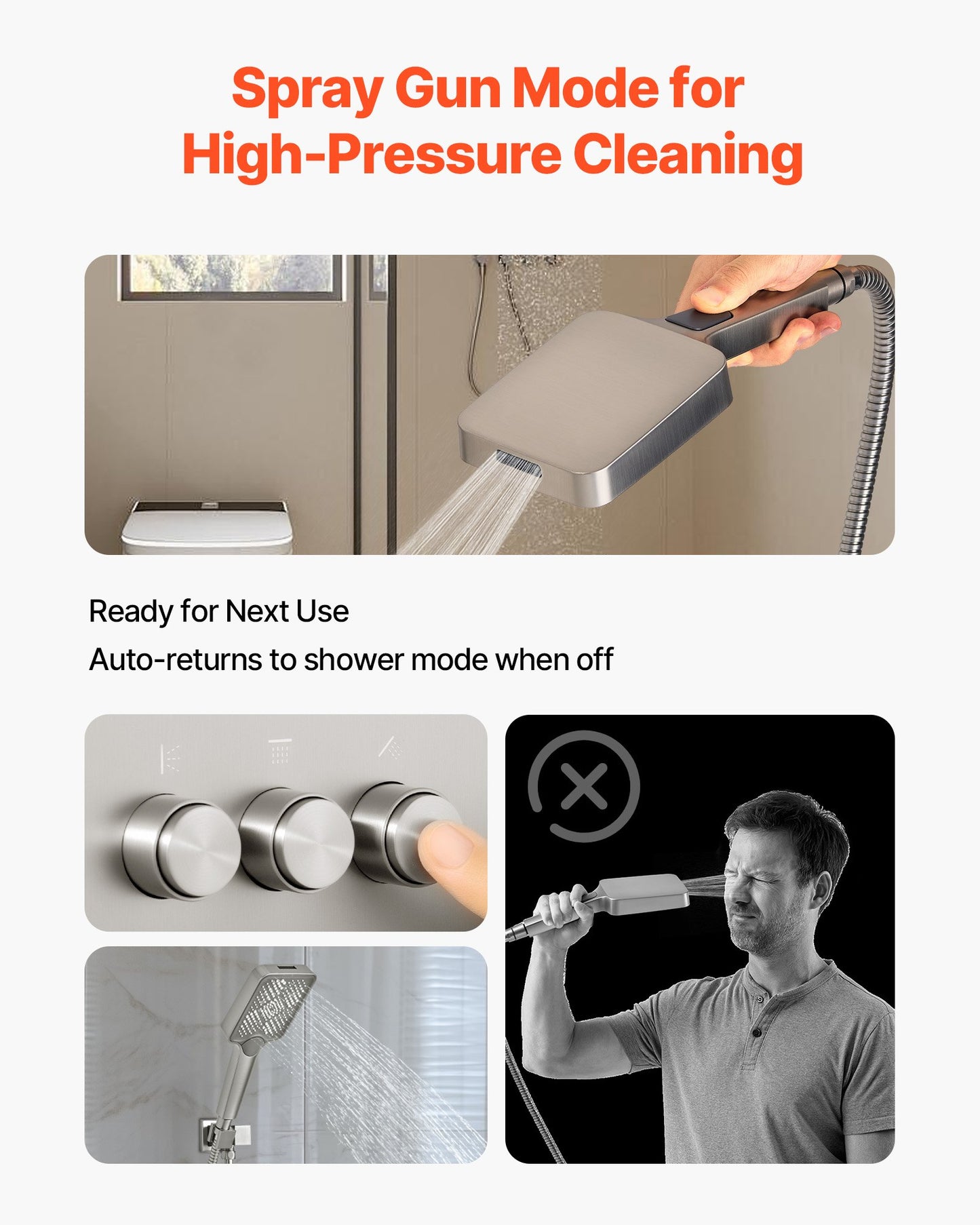 Shower Faucet Set, 305 mm Ceiling Mount Rainfall Shower System with 152 mm Wall Mount Head and 4 in 1 Handheld Spray, Rotatable 3-Function Dual Rain Head Brass Valve & Trim Kit, Brushed Nickel