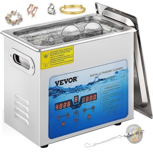 Ultrasonic Cleaner, 36KHz~40KHz Adjustable Frequency, 6L 220V, Ultrasonic Cleaning Machine with Digital Timer and Heater, Lab Sonic Cleaner for Jewelry Watch Eyeglasses Coins, FCC/CE/RoHS Listed