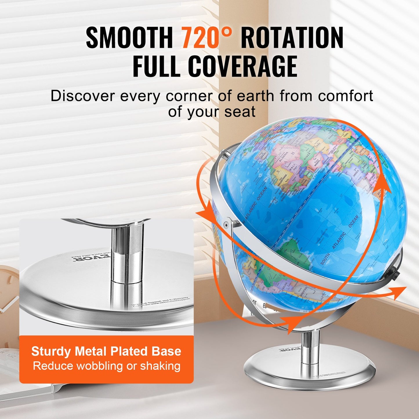 Talking World Globe, 9 in/228.6 mm, Interactive Globe for Kids Early Learning Teaching, Educational Globe with Smart Talking Pen LED Night Light USB Interface, Gifts for Children Boys & Girls (Map Language: English)