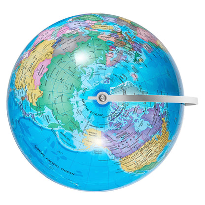 Rotating World Globe with Stand, 8 in/203.2 mm, Educational Geographic Globe with Precise Time Zone ABS Material, 360° Spinning Globe for Kids Children Learning Classroom Geography Education (Map Language: English)