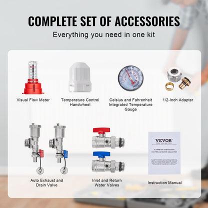 10-Branch Radiant Heat Manifold 1.27 cm PEX Tubing Floor Heating Manifold Set