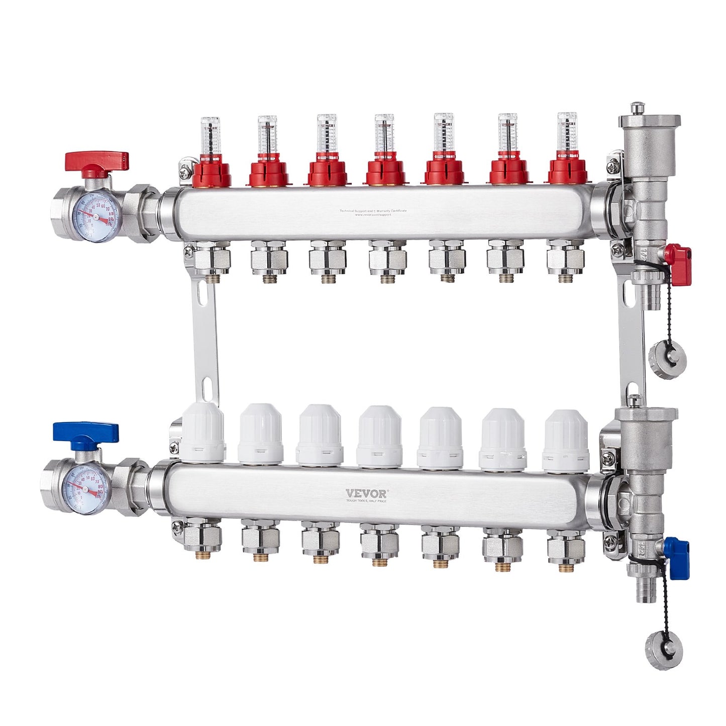 7-Branch Radiant Heat Manifold 1.27 cm PEX Tubing Floor Heating Manifold Set