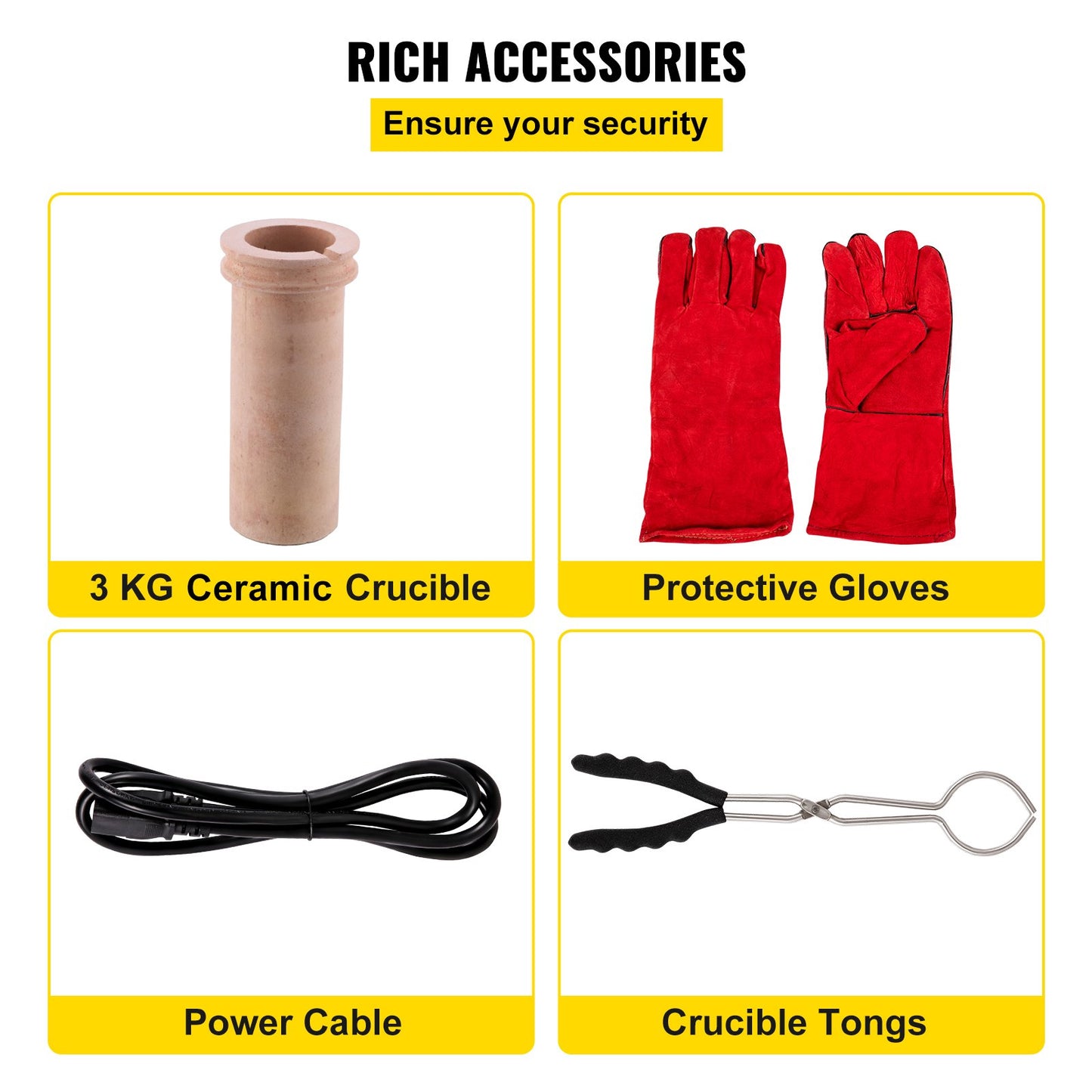 Guldsmältugn, 1350W, 1150 ℃ maxtemperatur, digital elektrisk smältugn, med 3 kg keramisk degel, götform och handskar, för bearbetning av guld, silver, koppar och aluminium.