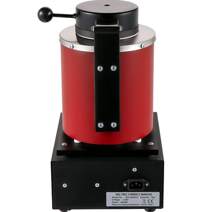 Guldsmältugn, 1350W, 1150 ℃ maxtemperatur, digital elektrisk smältugn, med 3 kg keramisk degel, götform och handskar, för bearbetning av guld, silver, koppar och aluminium.