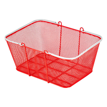 Shopping Baskets, 12 PCS, 22L Stackable Metal Grocery Baskets with Handles, Dense Mesh Structure, Holds up to 20 kg, Portable for Grocery, Retail, Stores, Supermarket, Bookstore, Home Use, Red