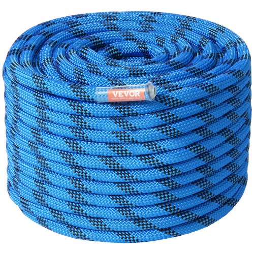 12.7mm Static Climbing Rope, 60.9M(200ft) Outdoor Rock Climbing Rope 30KN Breaking Tension, Fiber Rope for Escape, Rappelling, Fire Rescue, Blue