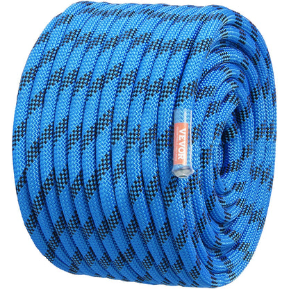 12.7mm Static Climbing Rope, 60.9M(200ft) Outdoor Rock Climbing Rope 30KN Breaking Tension, Fiber Rope for Escape, Rappelling, Fire Rescue, Blue