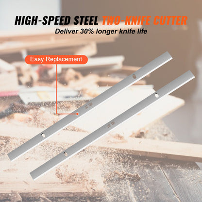 Thickness Planer, Single Speed, 33 cm Width Worktable Benchtop Planer, Two-Blade, 15-Amp 1800W Powerful Motor, 30.5 cm Extended Infeeding Table, Low Noise for Both Hard & Soft Wood Material Removal