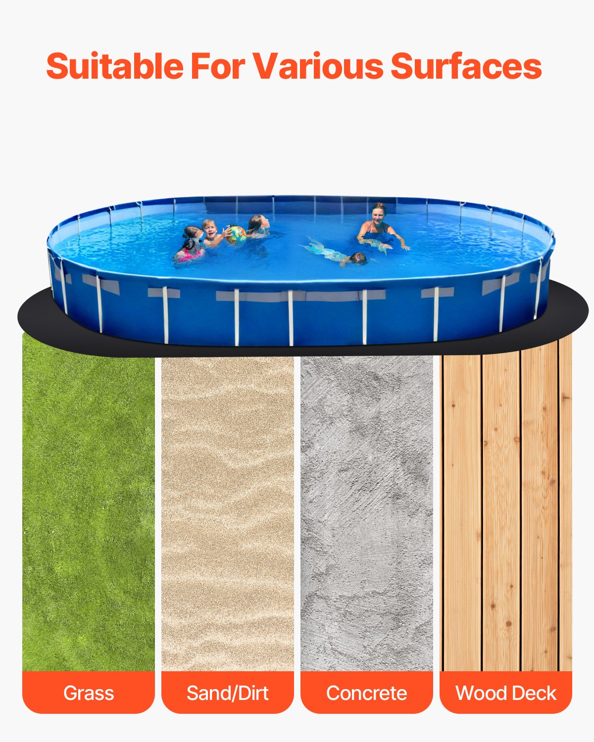 Oval poolmatta, 5,5 x 10 m poolmatta för ovanmarkspooler, extra tjock poolmatta, förhindrar punkteringar, underlag av återvunnet geotextilmaterial, förlänger fodrets livslängd