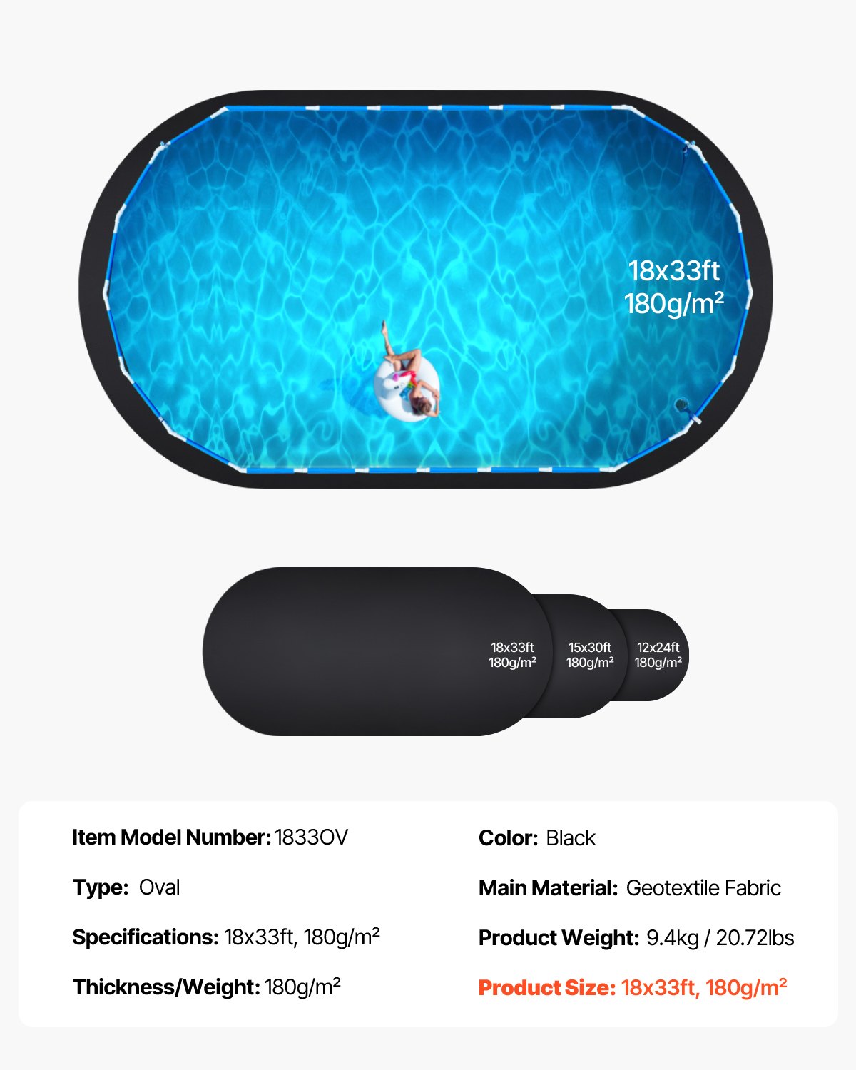 Oval poolmatta, 5,5 x 10 m poolmatta för ovanmarkspooler, extra tjock poolmatta, förhindrar punkteringar, underlag av återvunnet geotextilmaterial, förlänger fodrets livslängd