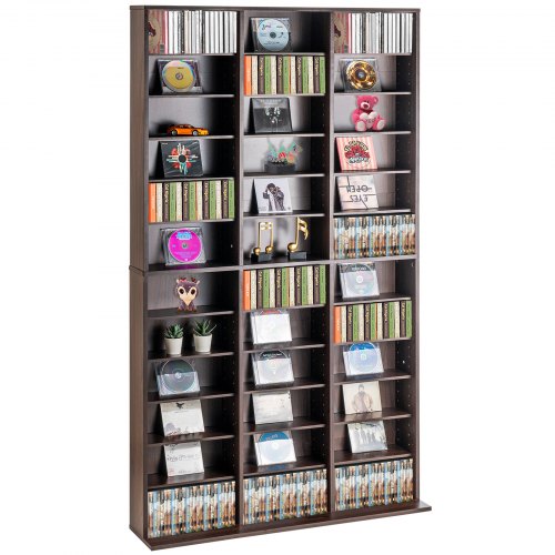 Media Storage Cabinet, Adjustable DVD Cabinet, CD Storage Holds up to 1080 CDs, Protects & Organizes Music, Movie, Video Games or Memorabilia Collections-Espresso
