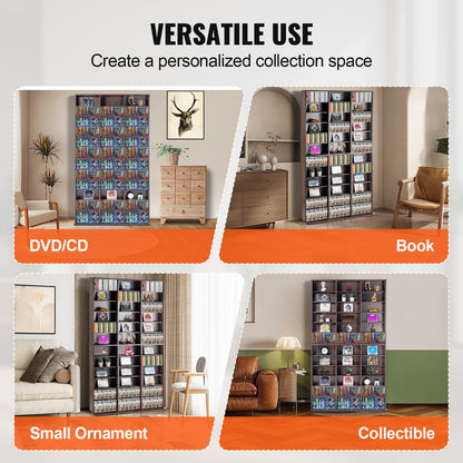 Media Storage Cabinet, Adjustable DVD Cabinet, CD Storage Holds up to 1080 CDs, Protects & Organizes Music, Movie, Video Games or Memorabilia Collections-Espresso